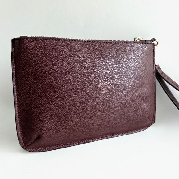 Nine West New Brown/Red Clutch Wristlet With Shiny Gold Hardware - Picture 4 of 16